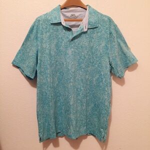Izod Men’s Saltwater Turquoise Tropical Print Shirt XL Golf Hiking